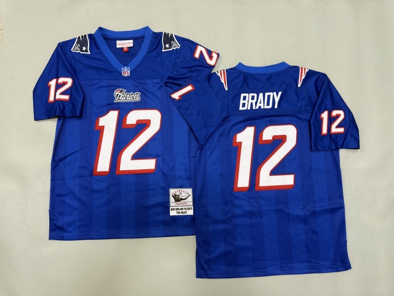 Men 2025 New England Patriots #12 Brady Blue Throwback Limited NFL Jersey style 002->new england patriots->NFL Jersey